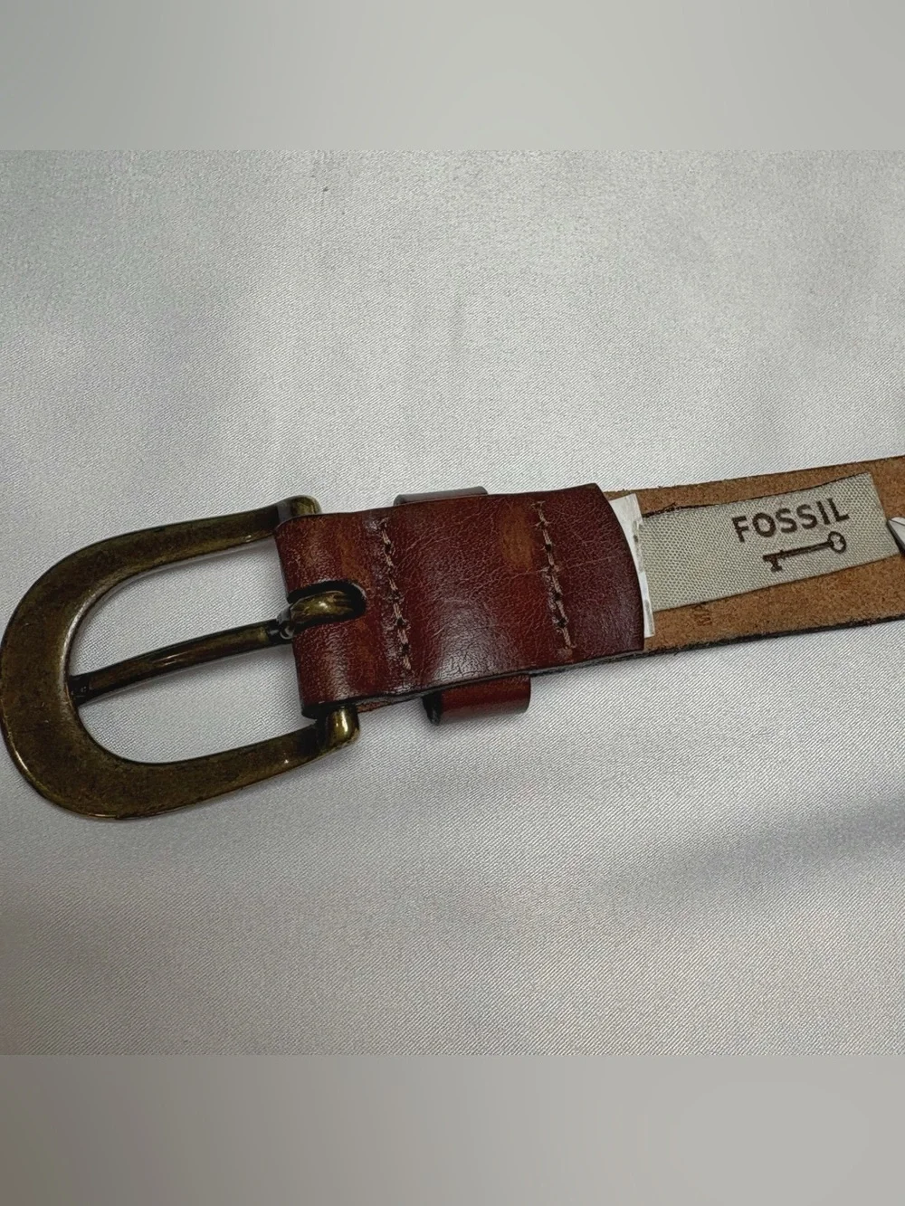 Fossil Brown Tooled Floral Leather Belt - Size Small - EUC